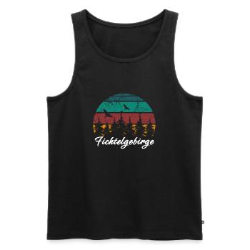 Fichtelgebirge Berg Gebirge Retro Vintage Wandern - Männer Premium Bio Tank Top - Schwarz - Vorne - AI Model Male 178 light (178cm)