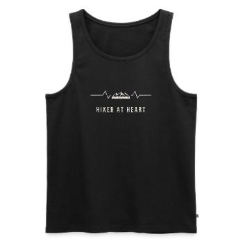 Le randonneur au cœur battement de cœur - Débardeur bio Premium Homme - noir - Devant - Michal (187cm)