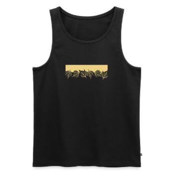 Autumn Maple Leaves Border – Yellow Fall Aesthetic - Men's Premium Organic Tank Top - black - Front - AI Model Male 178 light (178cm)