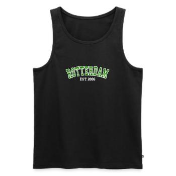 Rotterdam Est. 2006 - Men's Premium Organic Tank Top - black - Front - Michal (187cm)
