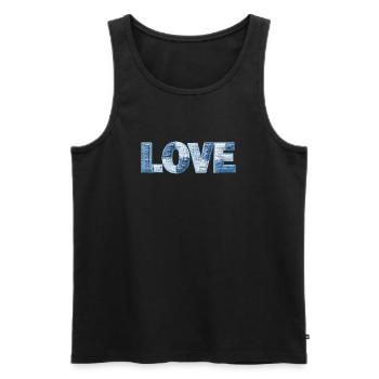 LOVE Patchwork Trend Schriftzug Stoff Look - Männer Premium Bio Tank Top - Schwarz - Vorne - AI Model Male 178 light (178cm)