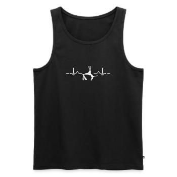 Vertikaltuch Heartbeat Luftakrobatik Aerial Silk - Männer Premium Bio Tank Top - Schwarz - Vorne - AI Model Male 178 light (178cm)