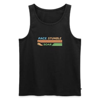TEMPO STOLPERT HOCH - Männer Premium Bio Tank Top - Schwarz - Vorne - AI Model Male 178 light (178cm)