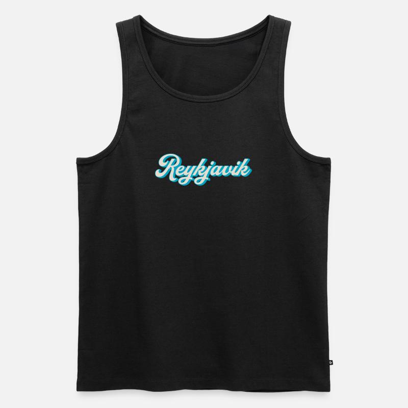 Reykjavik Neon Script - Männer Premium Bio Tank Top - Schwarz