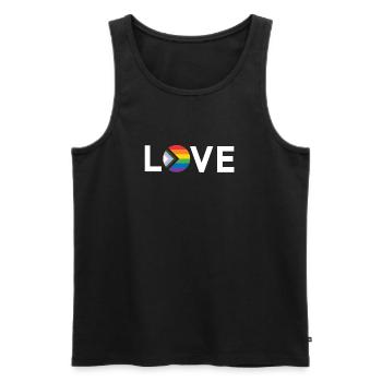 Mois de la fierté LGBT - Love is Love - Drapeau LGBTQIA+ - Débardeur bio Premium Homme - noir - Devant - Michal (187cm)