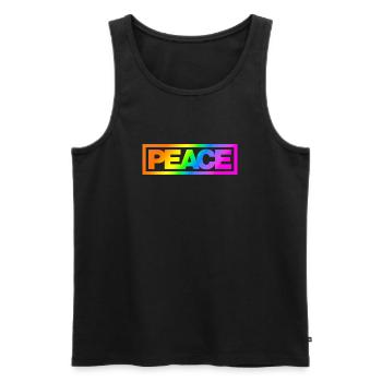 Typo PEACE Rainbowcolours - Männer Premium Bio Tank Top - Schwarz - Vorne - AI Model Male 178 light (178cm)