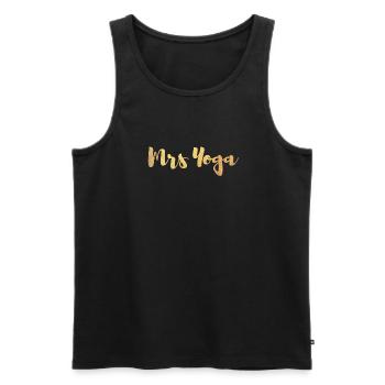 Mrs. Mrs. Yoga Fan Gold Exclusive Handwriting Pair - Men's Premium Organic Tank Top - black - Front - Michal (187cm)