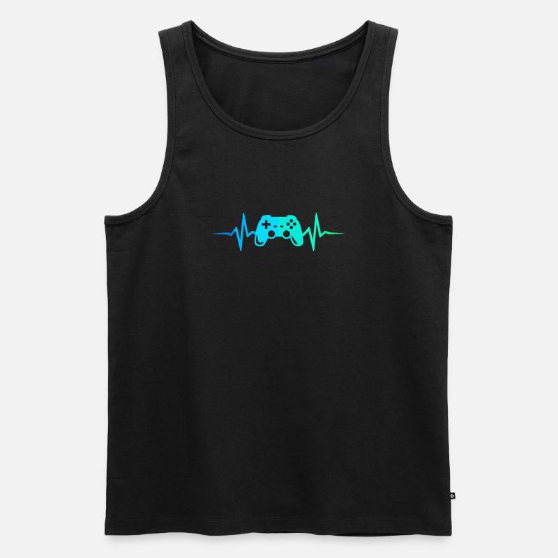 Gamer Herzschlag Gaming Controller Gamepad Zocker - Männer Premium Bio Tank Top - Schwarz