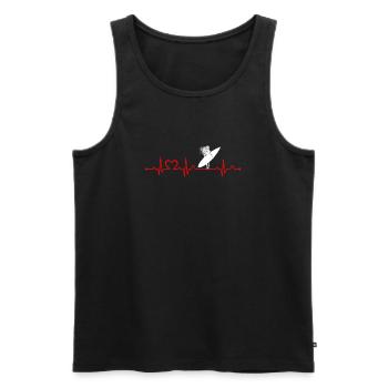 Surfing Girl Heartbeat EKG Beach Lover Girl - Men's Premium Organic Tank Top - black - Front - AI Model Male 178 light (178cm)