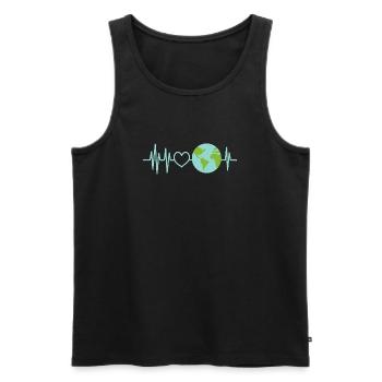 Earth Heartbeat World Love - Men's Premium Organic Tank Top - black - Front - Michal (187cm)