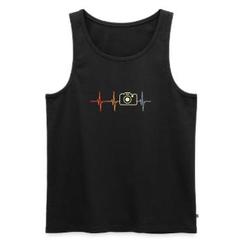Fotografie Kardiogramm Retro Look - Männer Premium Bio Tank Top - Schwarz - Vorne - AI Model Male 178 light (178cm)