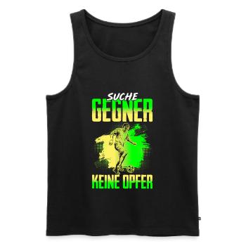 Fussballspieler Suche Gegner Keine Opfer - Männer Premium Bio Tank Top - Schwarz - Vorne - Michal (187cm)