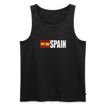 Espagne Typographie du drapeau grunge - Débardeur bio Premium Homme - noir - Devant - Michal (187cm)