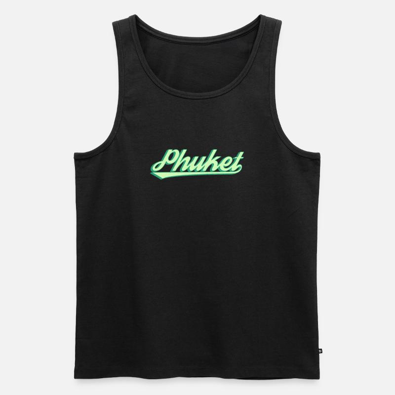 Phuket Retro Küstenscript - Männer Premium Bio Tank Top - Schwarz