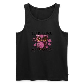 Mädchen mag Eulen, süße Wildtiere, Vögel, - Männer Premium Bio Tank Top - Schwarz - Vorne - Michal (187cm)