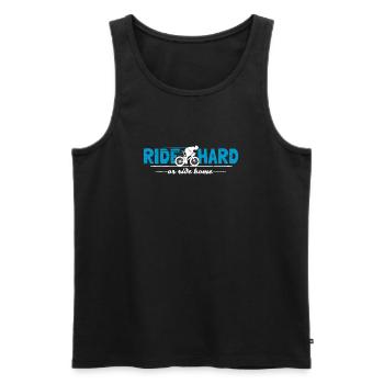 Rennrad Spruch Ride Hard or Ride Home Radsport - Männer Premium Bio Tank Top - Schwarz - Vorne - Michal (187cm)