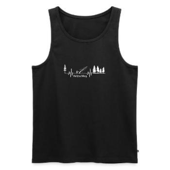 Herzschlag Holzfäller Motorsäge Puls WHITE  v1 - Männer Premium Bio Tank Top - Schwarz - Vorne - Michal (187cm)