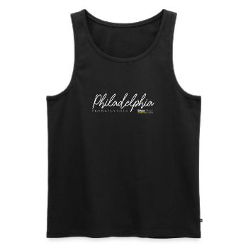 Silhouette élégante de la ligne d’horizon de Philadelphie - Débardeur bio Premium Homme - noir - Devant - Michal (187cm)