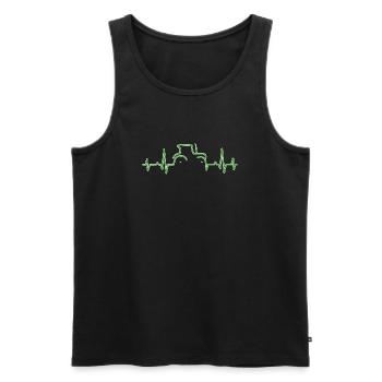 CARDIOGRAMME TRACTEUR Vert - Débardeur bio Premium Homme - noir - Devant - Michal (187cm)