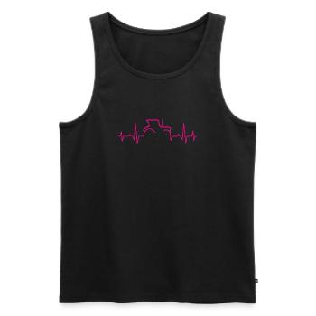 KARDIOGRAMM TRAKTOR Magenta - Männer Premium Bio Tank Top - Schwarz - Vorne - Michal (187cm)