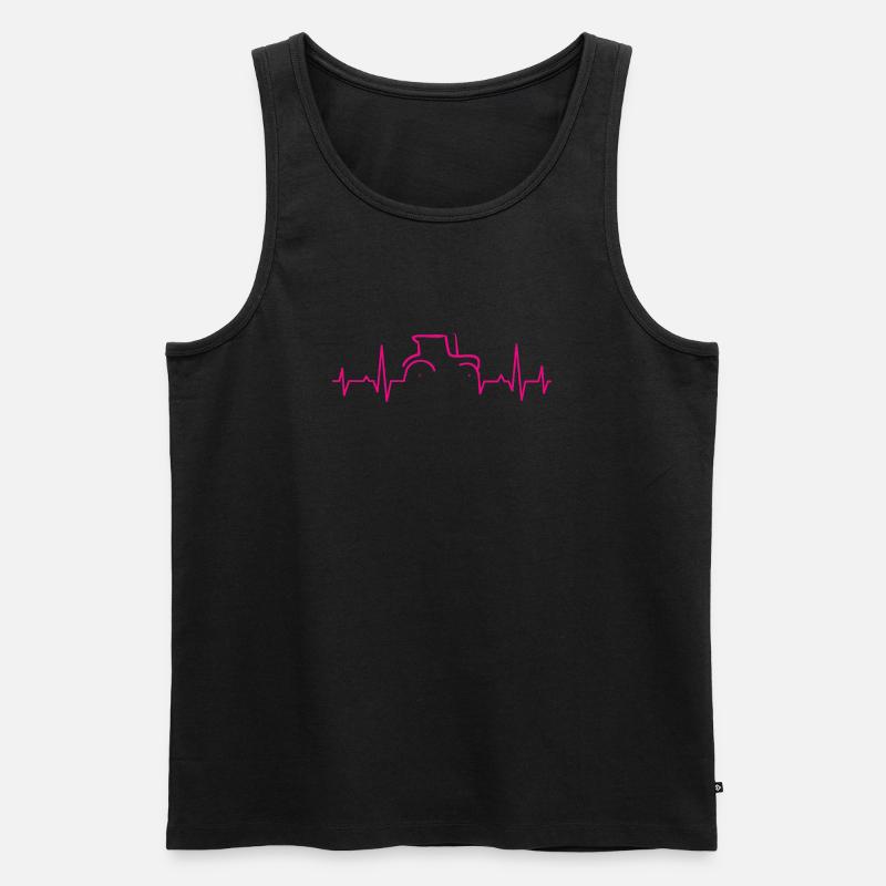 KARDIOGRAMM TRAKTOR Magenta - Männer Premium Bio Tank Top - Schwarz
