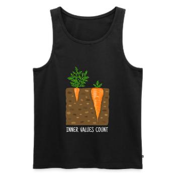 Karotte, Karotten, Möhre, innere Werte, Vergleich - Männer Premium Bio Tank Top - Schwarz - Vorne - AI Model Male 178 light (178cm)