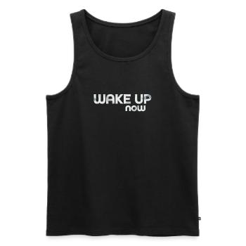 Wake up now - Men's Premium Organic Tank Top - black - Front - AI Model Male 178 light (178cm)