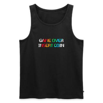 Game Over Insert Coin (dark) - Men's Premium Organic Tank Top - black - Front - AI Model Male 178 light (178cm)