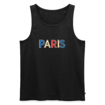 Paris Color Block Typography - Men's Premium Organic Tank Top - black - Front - AI Model Male 178 light (178cm)