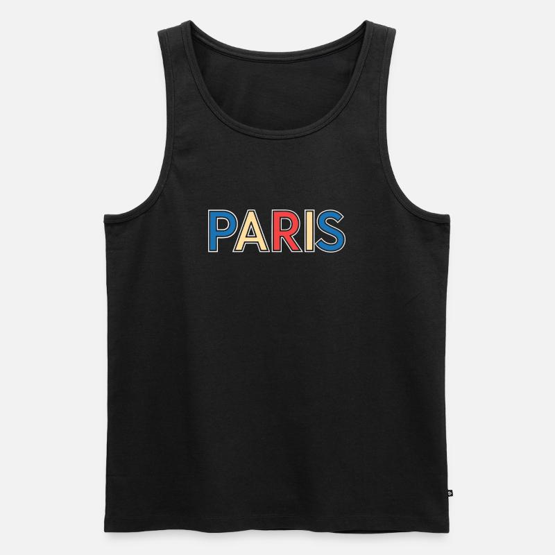 Pariser Farbblocktypografie - Männer Premium Bio Tank Top - Schwarz