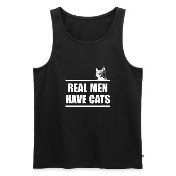 Real Men Have Cats - weiß - Männer Premium Bio Tank Top - Schwarz - Vorne - Michal (187cm)