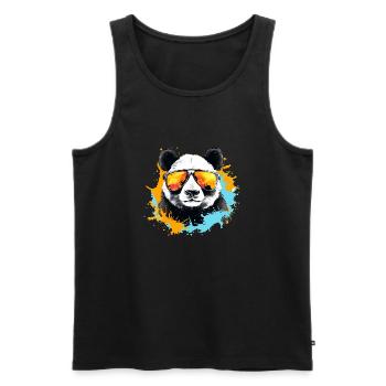 Lunettes de soleil panda idée cadeau vacances panda ours - Débardeur bio Premium Homme - noir - Devant - AI Model Male 178 light (178cm)