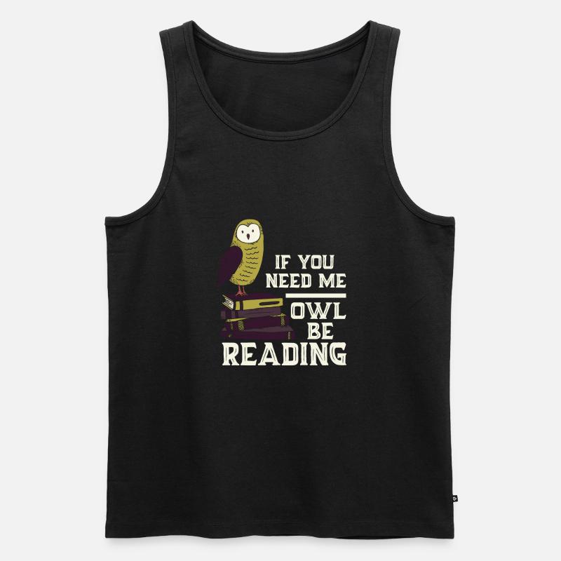 Eule Lesen Bücher Lustiger Spruch - Männer Premium Bio Tank Top - Schwarz