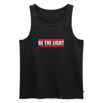 Be The Light Motivierend Positivität Spruch Logo - Männer Premium Bio Tank Top - Schwarz - Vorne - Michal (187cm)