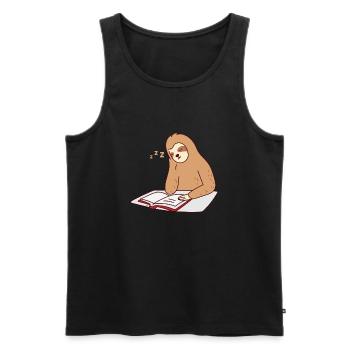 Livres paresseux lisant Sleeping Fatigué Lazy - Débardeur bio Premium Homme - noir - Devant - Michal (187cm)