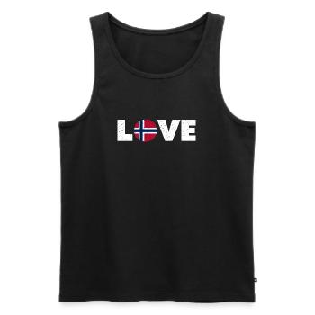 Norvège - Amour - Norge - Liebe - Norwegen - Débardeur bio Premium Homme - noir - Devant - AI Model Male 178 light (178cm)