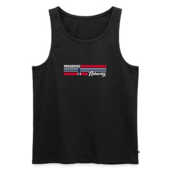 Tonsberg - Norway Flag - Norge - Norwegen Flagge - Men's Premium Organic Tank Top - black - Front - AI Model Male 178 light (178cm)