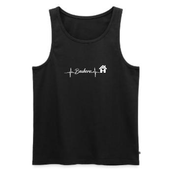 HausHerz Herzschlag Script - Männer Premium Bio Tank Top - Schwarz - Vorne - AI Model Male 178 light (178cm)