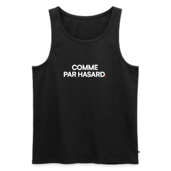 COMME PAR HASARD | Expression humour minimal - Débardeur bio Premium Homme - noir - Devant - Michal (187cm)