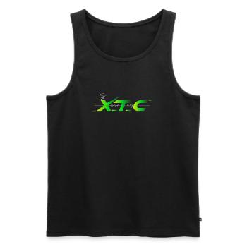 XTEC Pulse Neon Tech Logo - Männer Premium Bio Tank Top - Schwarz - Vorne - Michal (187cm)