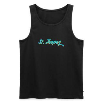 St. Tropez Neon Kalligrafie - Männer Premium Bio Tank Top - Schwarz - Vorne - AI Model Male 178 light (178cm)
