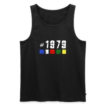 1979 retro geburtstag vintage jubiläum NEW TIBET - Männer Premium Bio Tank Top - Schwarz - Vorne - AI Model Male 178 light (178cm)