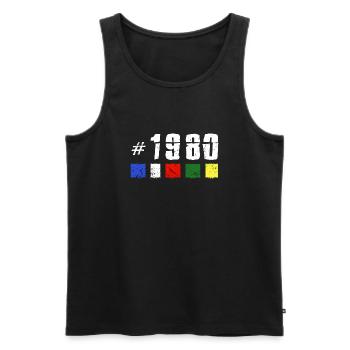 1980 retro geburtstag vintage jubiläum NEW TIBET - Männer Premium Bio Tank Top - Schwarz - Vorne - AI Model Male 178 light (178cm)