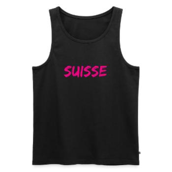 SUISSE. PAYS - Débardeur bio Premium Homme - noir - Devant - AI Model Male 178 light (178cm)
