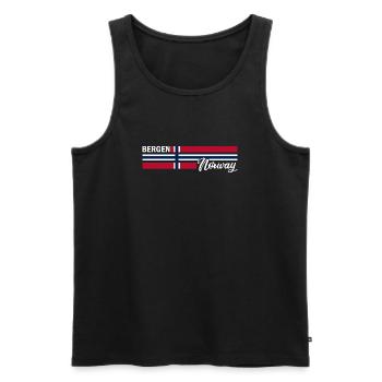 Bergen - Drapeau de la Norvège - Norvège - Drapeau norvégien - Débardeur bio Premium Homme - noir - Devant - AI Model Male 178 light (178cm)