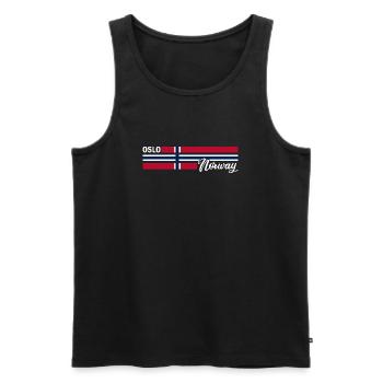 Oslo - Norway Flag - Norge - Norwegen Flagge - Men's Premium Organic Tank Top - black - Front - AI Model Male 178 light (178cm)