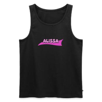 Alissa as Lable - Men's Premium Organic Tank Top - black - Front - AI Model Male 178 light (178cm)
