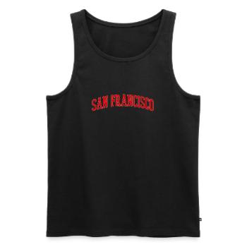 San Francisco Bogen Schriftzug - Männer Premium Bio Tank Top - Schwarz - Vorne - AI Model Male 178 light (178cm)