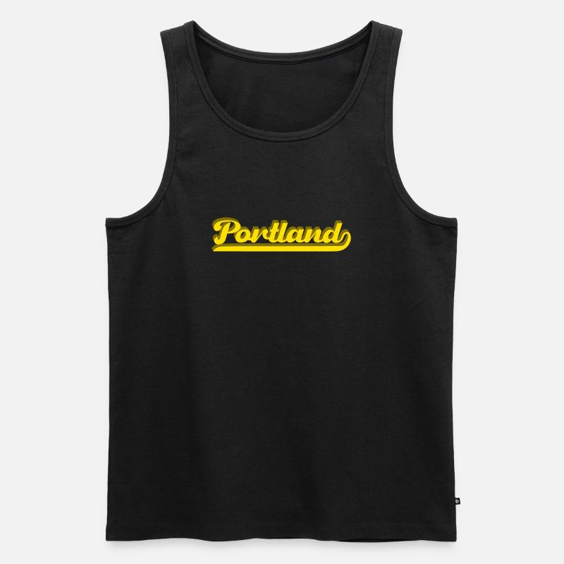 Portland Retro Script - Männer Premium Bio Tank Top - Schwarz