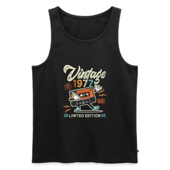 1977 Jubiläums-Retro-Musikhemd von 1977 - Männer Premium Bio Tank Top - Schwarz - Vorne - Michal (187cm)